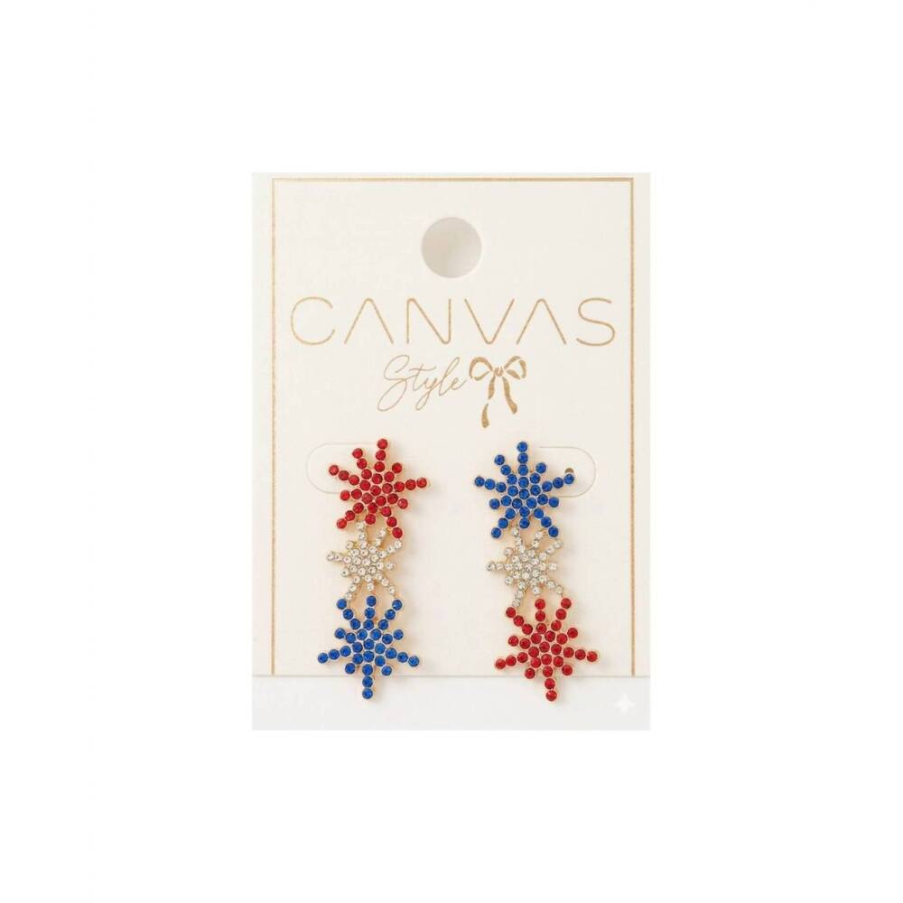 NEW CANVAS STYLE women's firework show pave earrings in red/ white/ blue